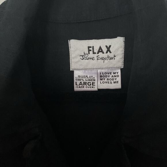 FLAX linen black jacket tunic large - Picture 6 of 7
